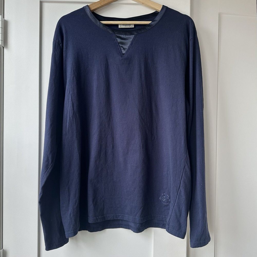 Temperley London Top Navy Long Sleeve Size Large 100% Cotton Women's‎ Satin Trim